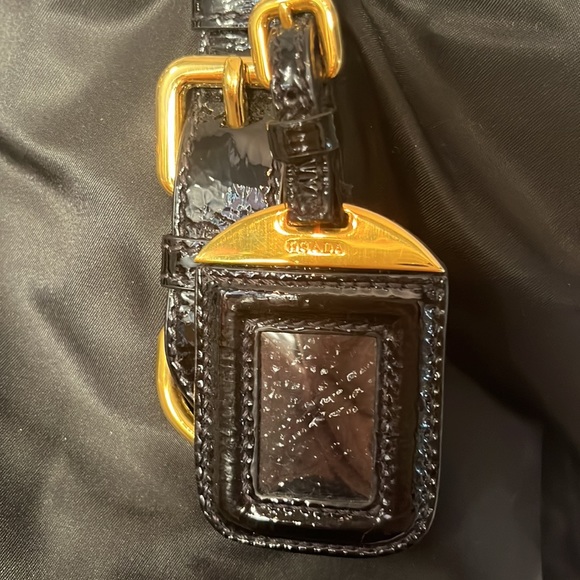 Prada nylon/ patent leather large bag with gold/patent chain handle - Picture 10 of 16